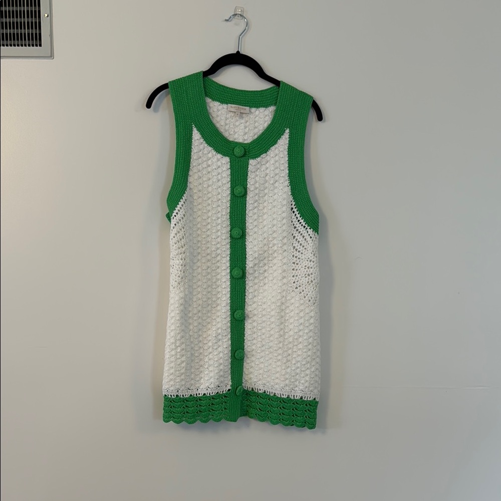 Ramy Brook Green and White Ribbed Tank Dress
